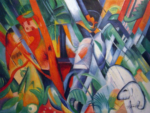 In The Rain. The painting by Franz Marc