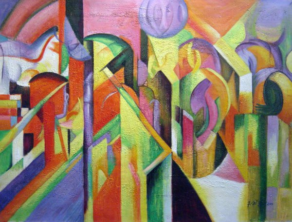 Stables. The painting by Franz Marc