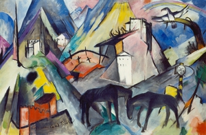 Franz Marc, The Unfortunate Land of Tyrol, Painting on canvas