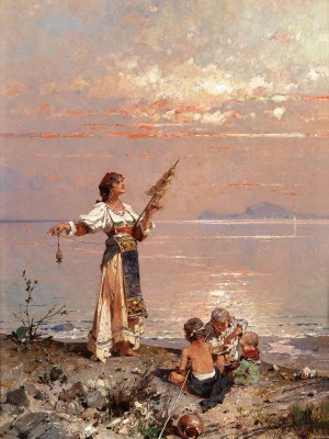 Franz Richard Unterberger, In the Bay of Naples, Italy, Art Reproduction