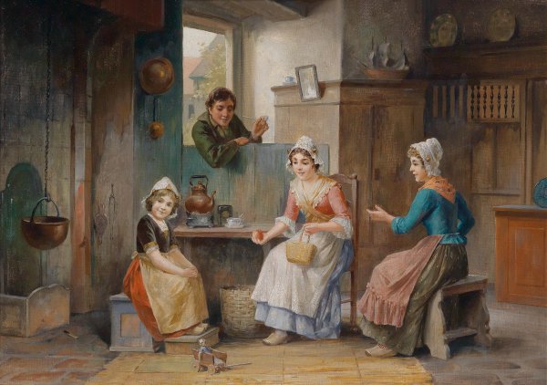 Children's Games. The painting by Franz von Persoglia