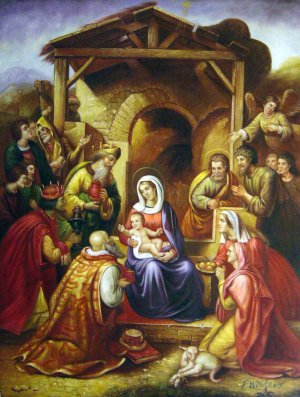 Nativity, Franz Von Rhoden, Art Paintings