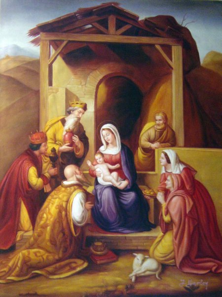 The Nativity. The painting by Franz Von Rhoden