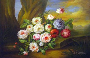 Franz Xavier Petter, Still Life With Roses, Painting on canvas