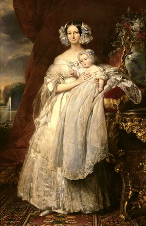 Famous paintings of Mother and Child: Helene of Mecklenburg-Schwerin, Duchess of Orleans with her Son the Count of Paris