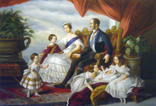 Queen Victoria, Prince Albert And Their Five Children. The painting by Franz Xavier Winterhalter