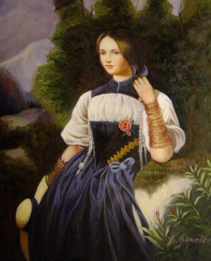 Franz Xavier Winterhalter, Swiss Girl From Interlaken, Painting on canvas