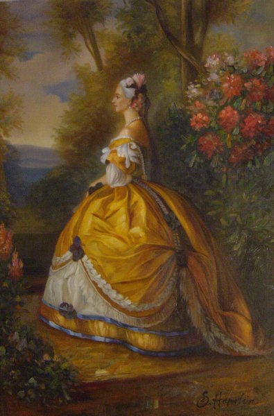 The Empress Eugenie a la Marie-Antoinette. The painting by Franz Xavier Winterhalter