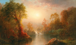 An Autumn Sunrise, Frederic Edwin Church, Art Paintings