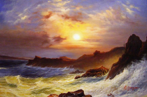 A Coast Scene, Mount Desert. The painting by Frederic Edwin Church