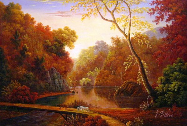 Autumn In North America. The painting by Frederic Edwin Church
