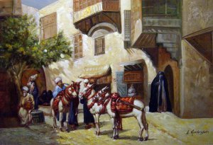 Frederick Arthur Bridgeman, Marketplace In North Africa, Art Reproduction