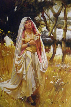 Moorish Girl, Algiers Countryside, Frederick Arthur Bridgeman, Art Paintings
