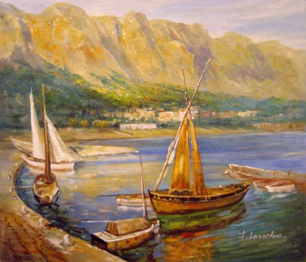 Sailboats South Of France. The painting by Frederick Arthur Bridgeman