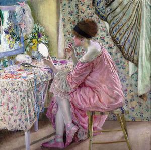 Frederick Carl Frieseke, Before Her Appearance, Painting on canvas