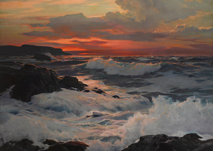 Famous paintings of Waterfront: A Breathtaking View of the Setting Sun