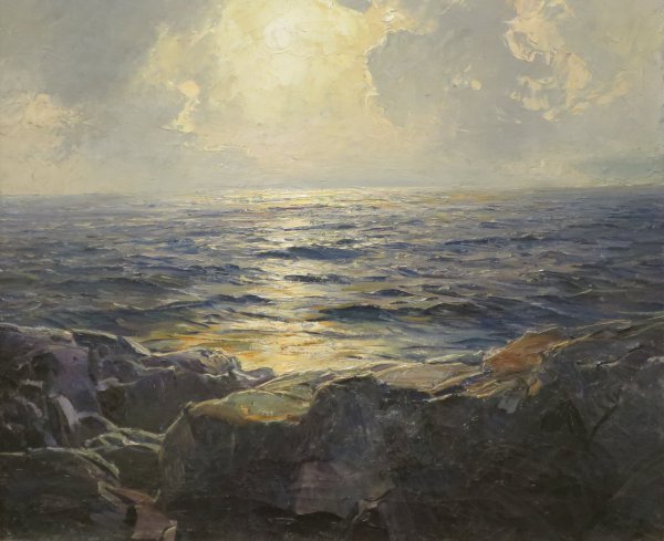 Moonrise. The painting by Frederick Judd Waugh