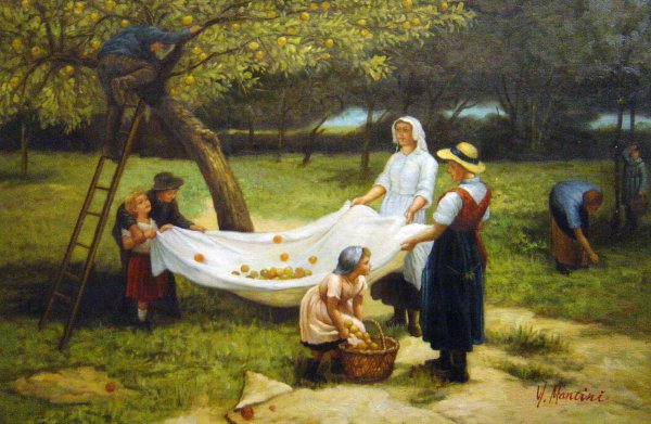 An Apple Gathering. The painting by Frederick Morgan