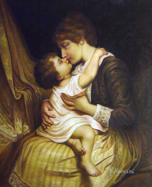 Motherly Love. The painting by Frederick Morgan
