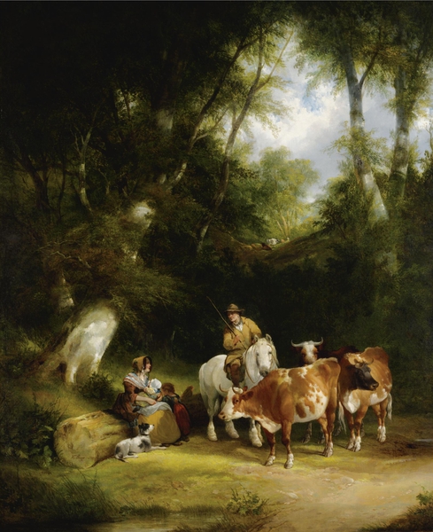 Conversation in a Glade. The painting by Frederick William Hulme