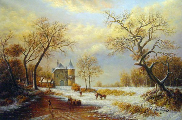 A Winter Landscape. The painting by Frederik Marinus Kruseman