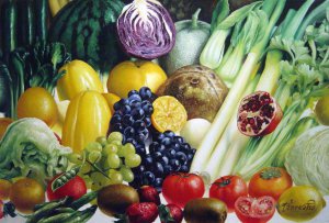 Our Originals, Fresh Vegetables And Fruit, Painting on canvas