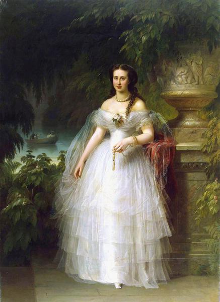A Portrait of Grand Duchess Alexandra Iosifovna. The painting by Friedrich August Kaulbach