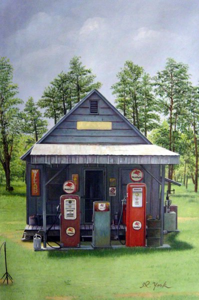 Gas Station In The Country. The painting by Our Originals