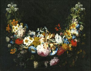 Gaspar Peeter Verbruggen the Elder, Swag of Flowers, Painting on canvas