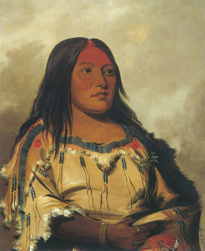 George Catlin, Eeh-nís-kim, Crystal Stone, Wife of the Chief Blackfoot, Painting on canvas