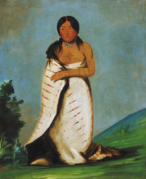 Hee-lah-dee, Pure Fountain, Wife of The Smoke. The painting by George Catlin