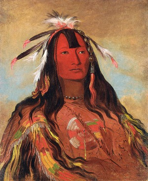 Reproduction oil paintings - George Catlin - Hee-oh'ks-te-kin, Rabbit's Skin Leggings, a Brave Nez Perce