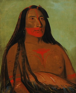 George Catlin, Mah-to-toh-pa, Four Bears, Second Chief in Mourning, Art Reproduction