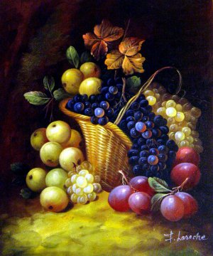 Reproduction oil paintings - George Clare - Still Life With Apples, Grapes And Plums