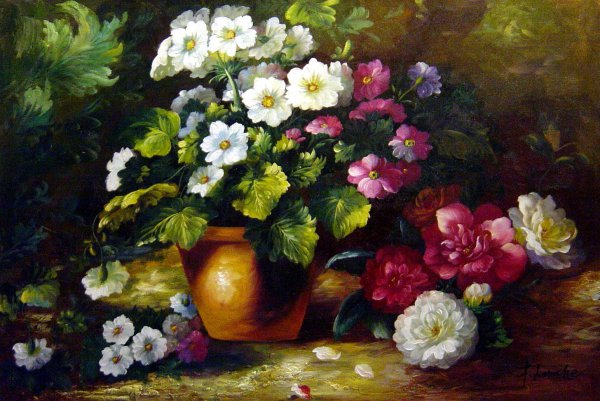 Still Life With Camellia Flowers On A Bank. The painting by George Clare
