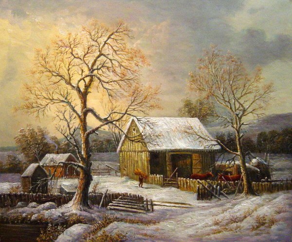 A Winter In The Country, 1859. The painting by George Durrie