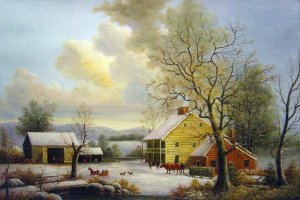 Reproduction oil paintings - George Durrie - A Winter Path In The Country