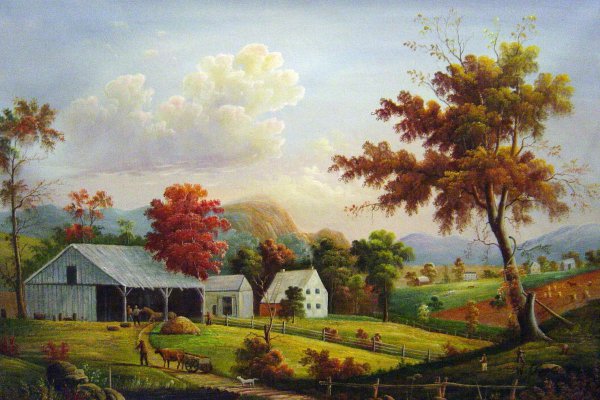 Autumn, Cider Pressing. The painting by George Durrie
