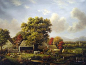 Reproduction oil paintings - George Durrie - Autumn In New England, Cider Making