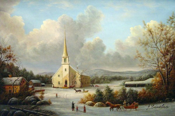Going To Church. The painting by George Durrie
