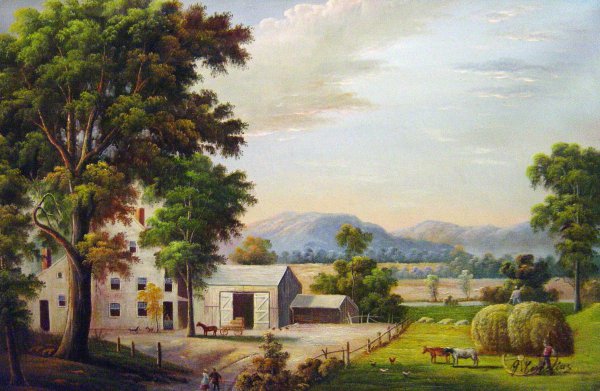 Haying At Jones Inn. The painting by George Durrie