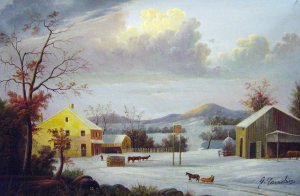 George Durrie, Jones Inn, Winter, Art Reproduction