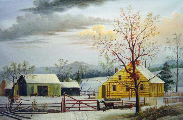 New England Winter Scene. The painting by George Durrie
