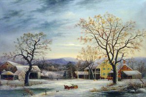 The Half-Way House, George Durrie, Art Paintings