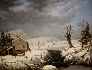 George Durrie, Winter in New England, Painting on canvas