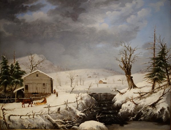 Winter in New England. The painting by George Durrie