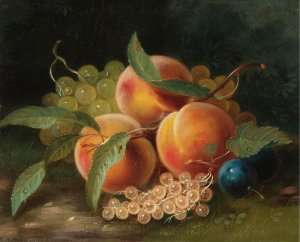 Still Life with Peaches, Plums, and Grapes