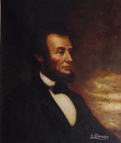 A Portrait Of Abraham Lincoln. The painting by George Henry Story