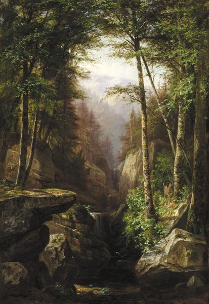 A Rocky Gorge. The painting by George Hetzel