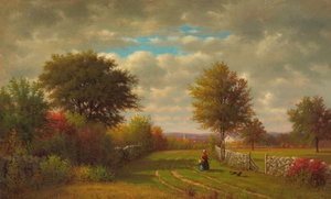 George Inness, Going to Market, Art Reproduction